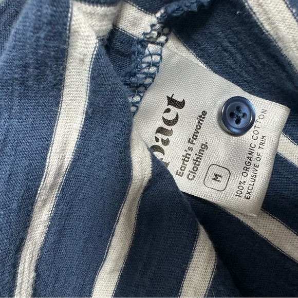 Pact Relaxed Slub Henley Tank Dress Medium Blue stripe organic Cotton coastal - Picture 14 of 15